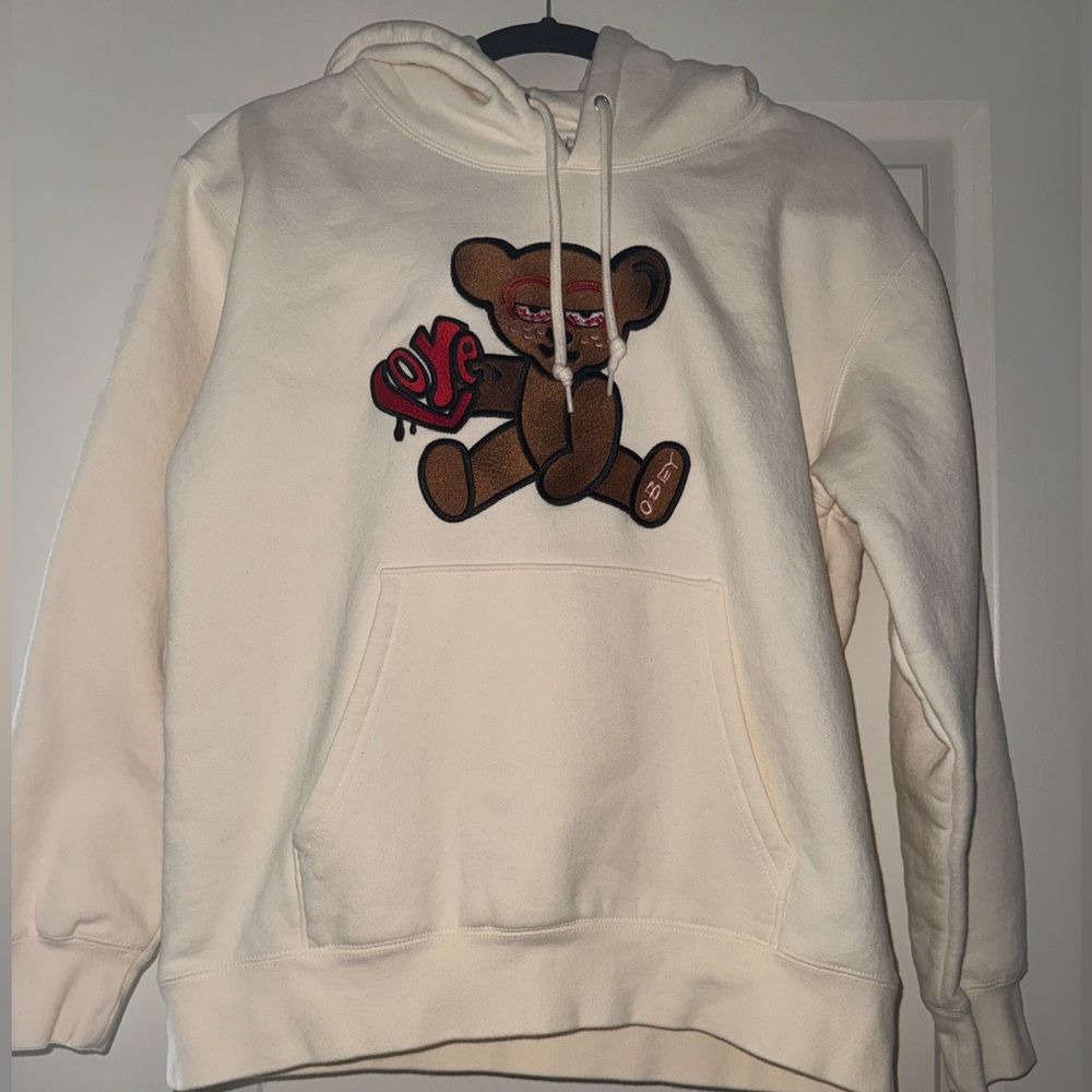 Obey Embroidered Mellow Teddy Hoodie Sweatshirt Size S